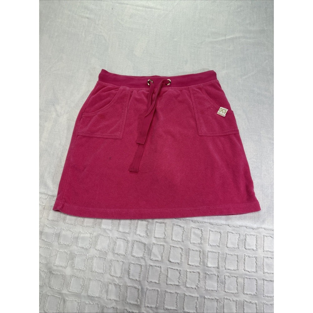 Oleg Cassini Sport Pink Terry Cloth Skort Womens‎ Medium Drawstring Pockets Mini